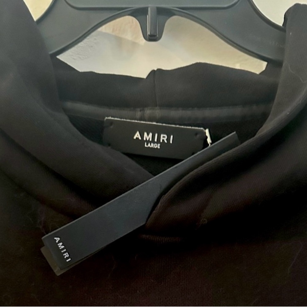 AMIRI MA BAR LOGO Embroidered Hoodie Black Size L New 100% Cotton - Picture 6 of 14